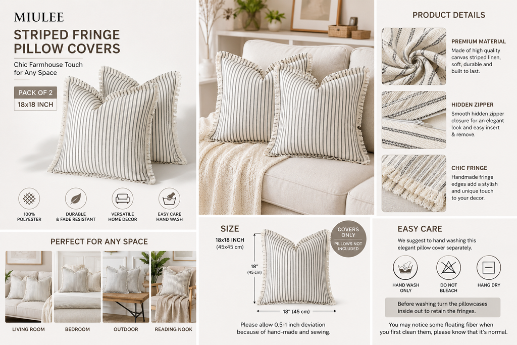 Farmhouse Fringe Pillow Covers