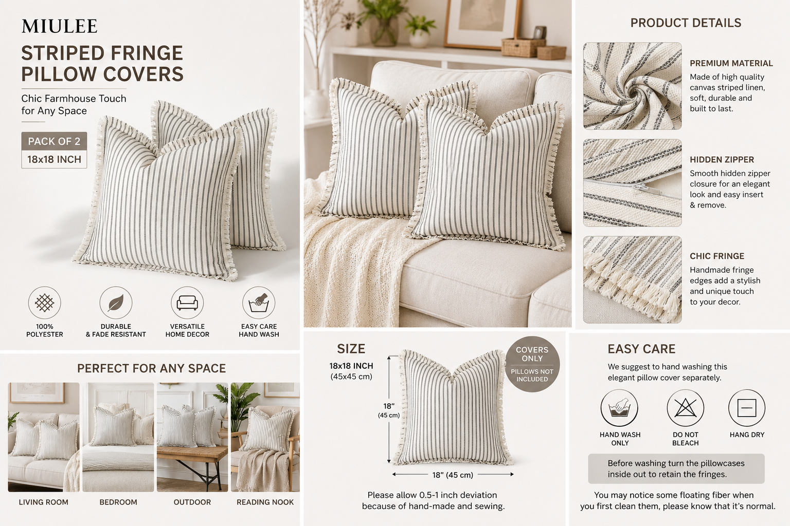 Farmhouse Fringe Pillow Covers