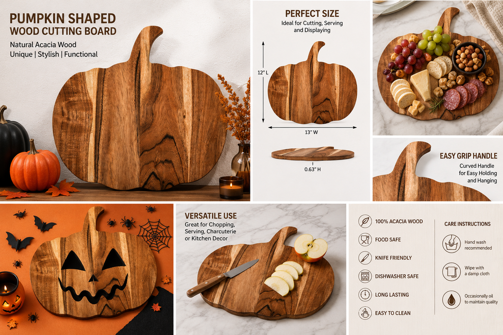 Pumpkin Shaped Wooden Cutting Board