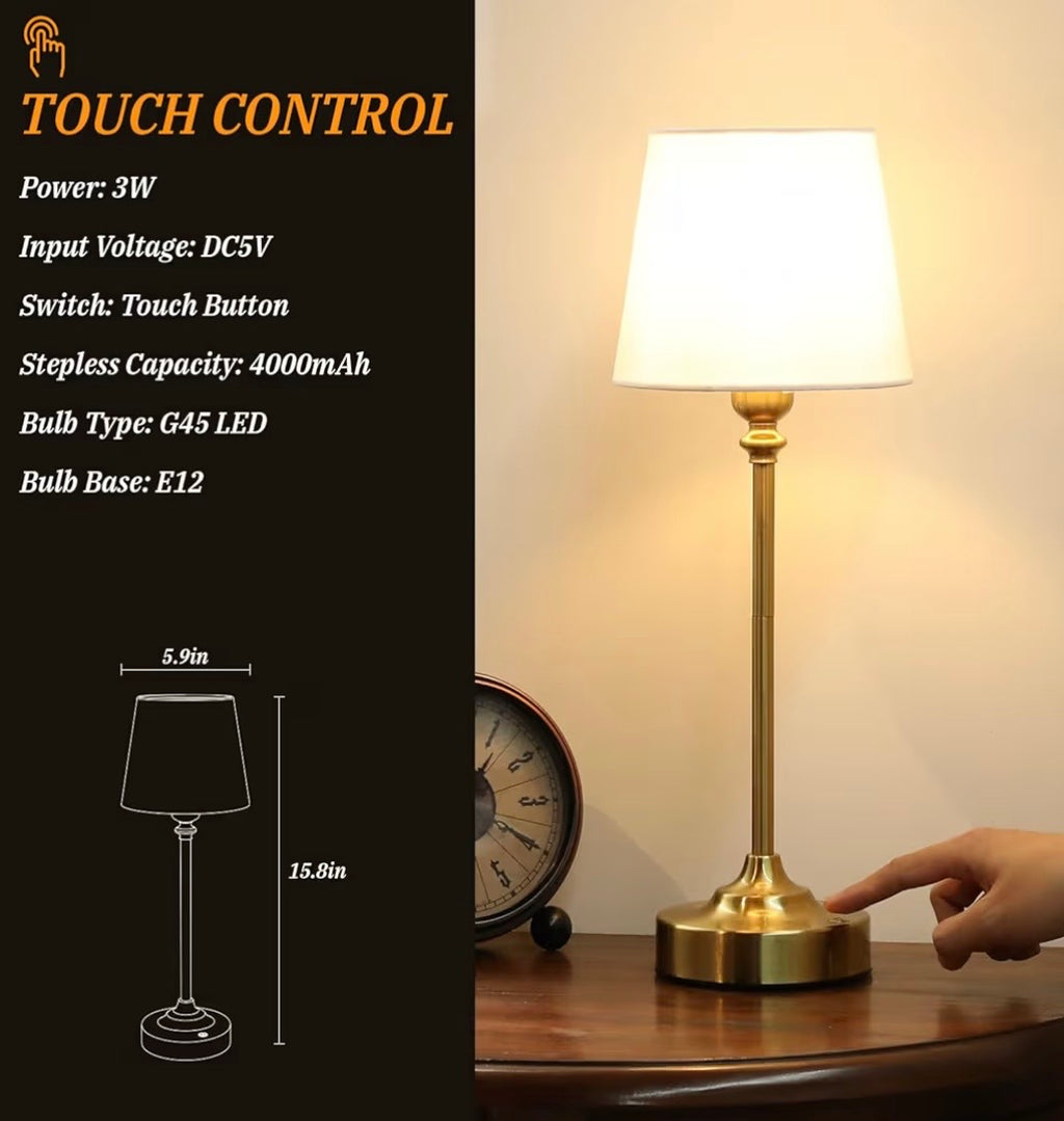Gold Cordless Rechargeable Table Lamps