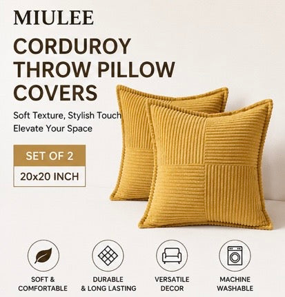 Gold Boho Corduroy Pillow Covers