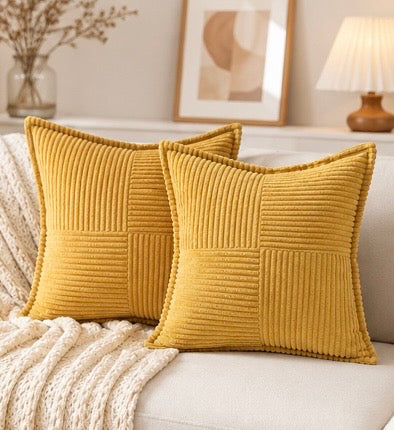 Gold Boho Corduroy Pillow Covers