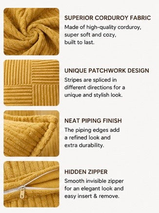 Gold Boho Corduroy Pillow Covers