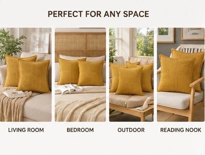 Gold Boho Corduroy Pillow Covers