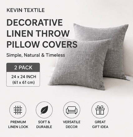 Neutral Linen Throw Pillow Covers
