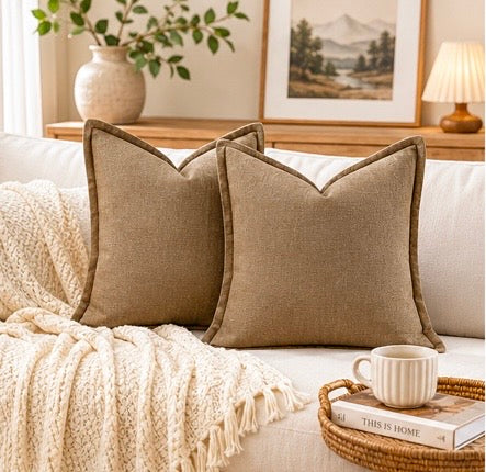 Khaki Linen Euro Sham Pillow Covers