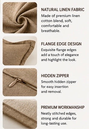 Khaki Linen Euro Sham Pillow Covers