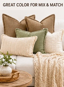 Khaki Linen Euro Sham Pillow Covers