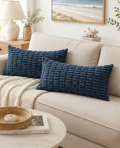 Blue Boho Lumbar Pillow Covers